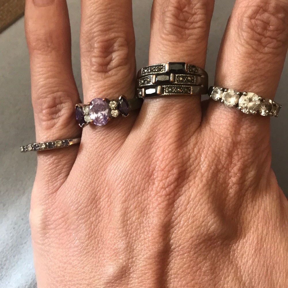 COPY - Vintage Costume 4 Rings Silver Tone Rhines… - Picture 7 of 9